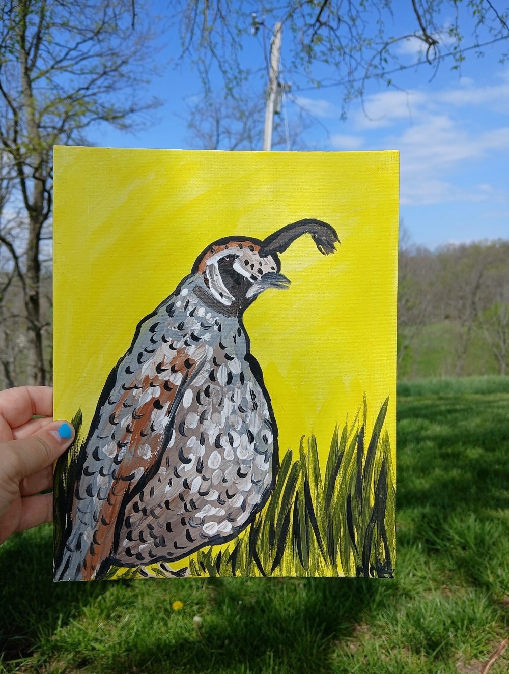 Quail Painting Folk Art